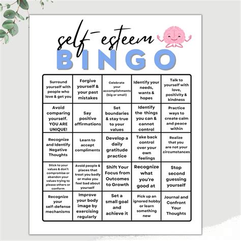 self esteem bingo|self esteem bingo for teens.